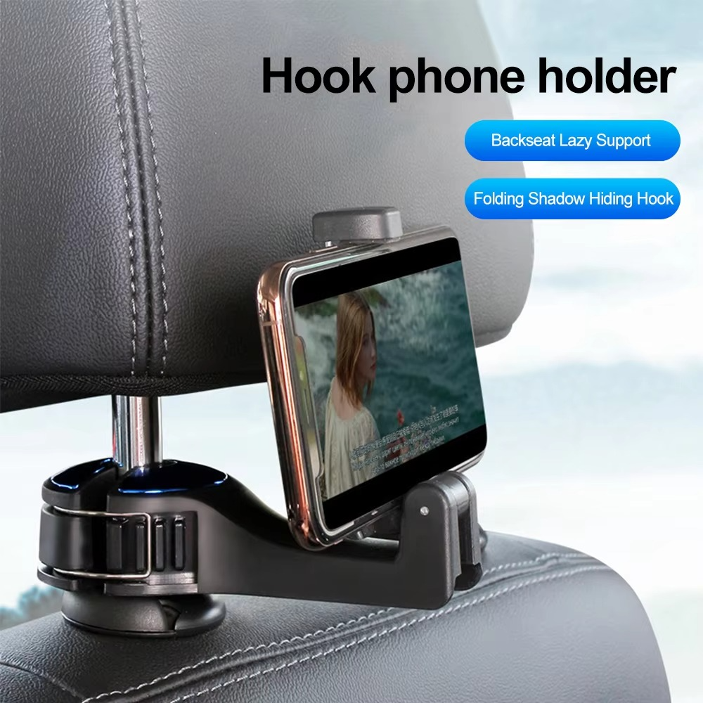 Car Headrest Hook Phone Holder – 2-in-1 Hanger Mount