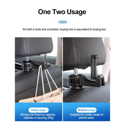 Car Headrest Hook Phone Holder – 2-in-1 Hanger Mount
