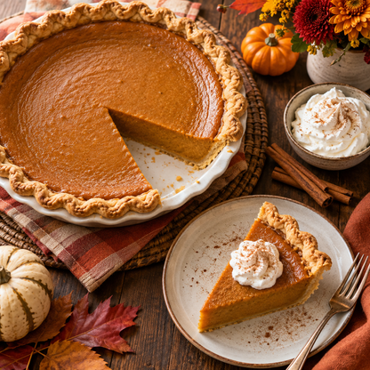 Homemade pumpkin pie prepared with sweet Sugar Pie pumpkins