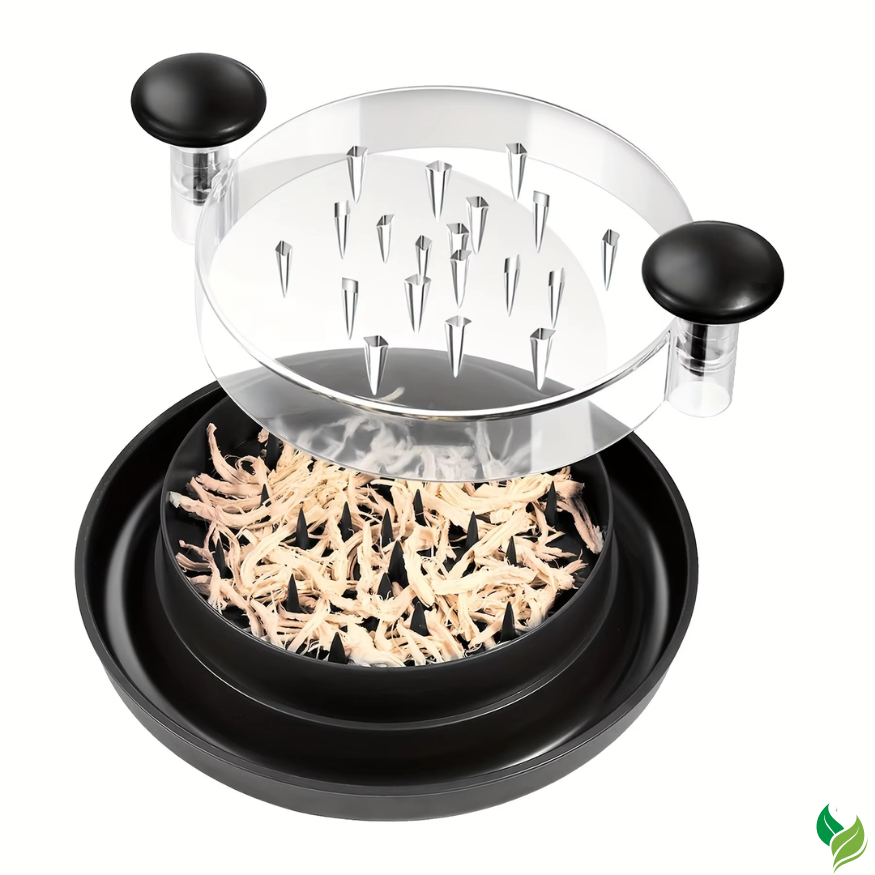Chicken shredder tool rotating bowl