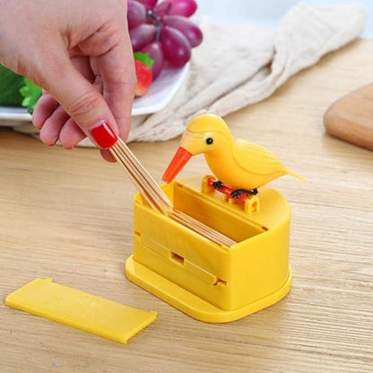 Cute Little Bird Push-Type Automatic Toothpick Holder