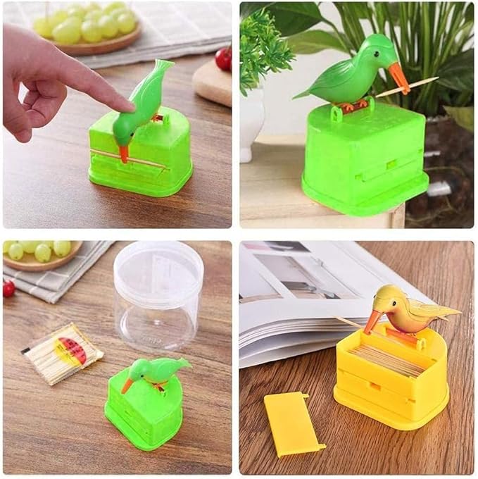 Cute Little Bird Push-Type Automatic Toothpick Holder