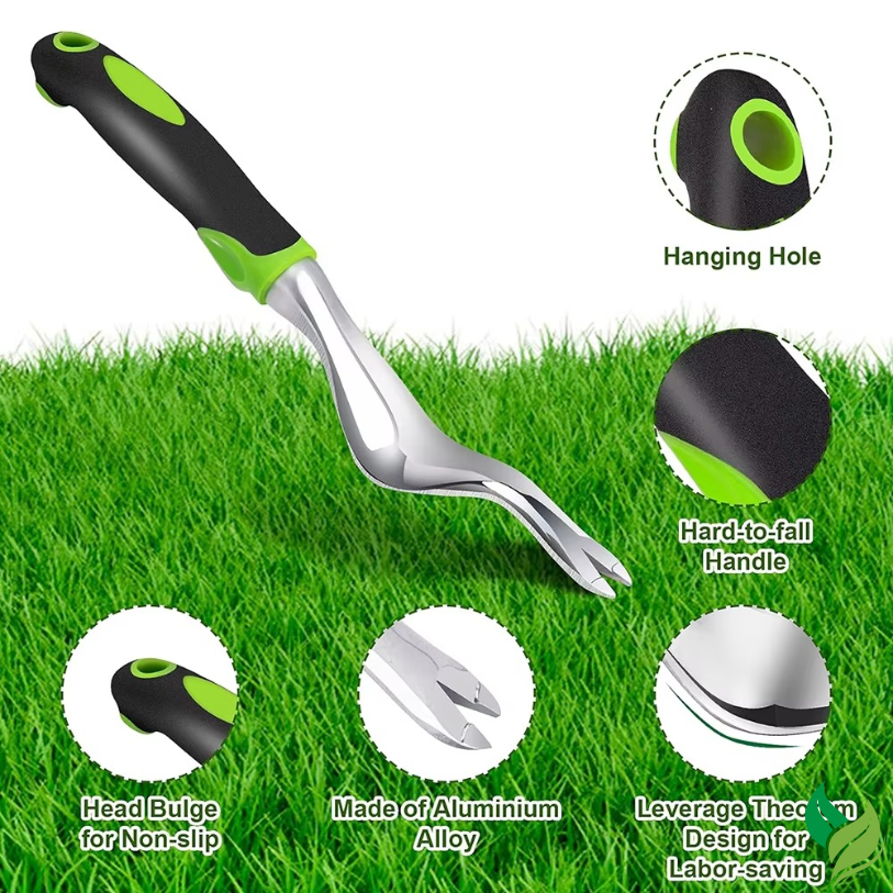 hand weeding tool close-up fork tip