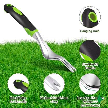 hand weeding tool close-up fork tip