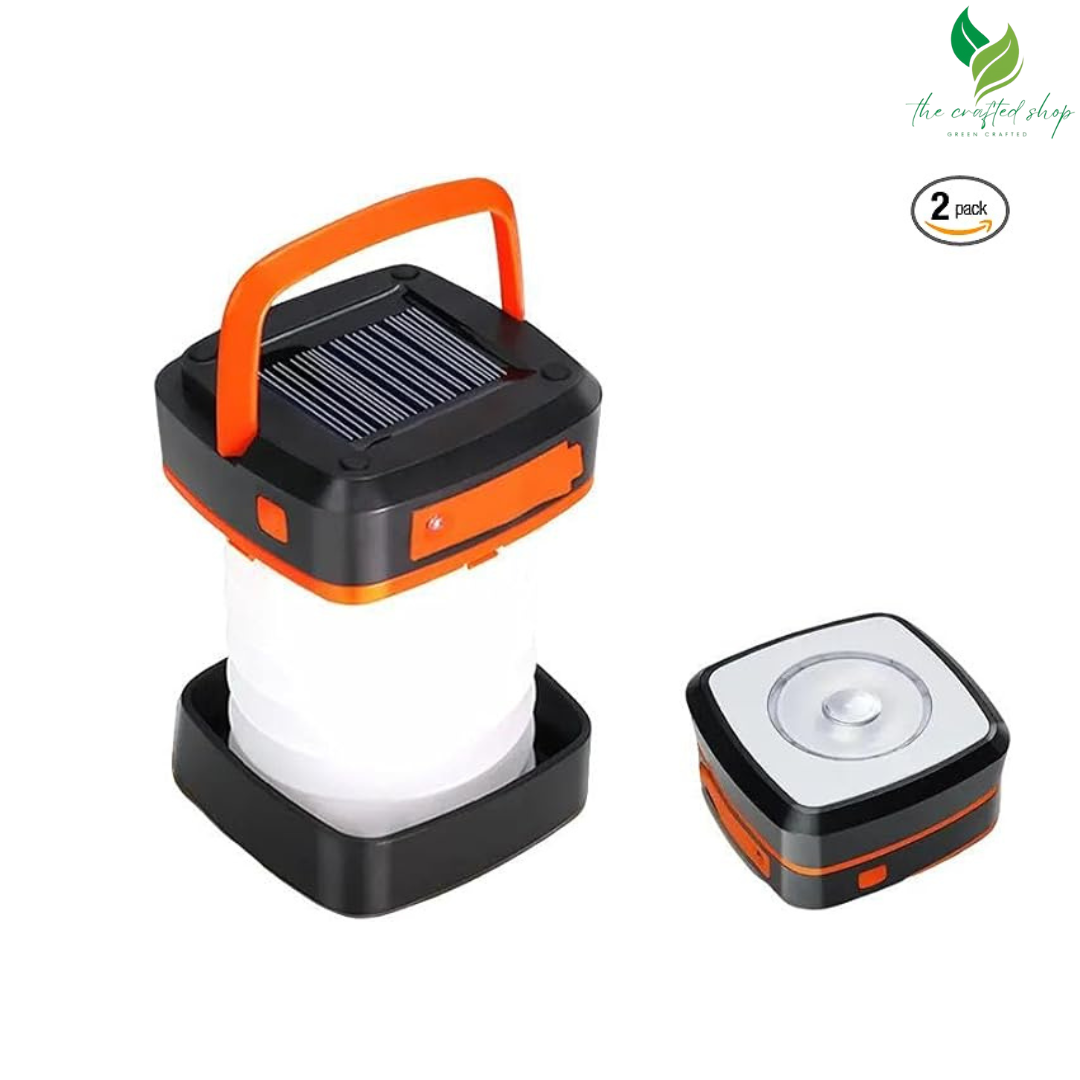 Foldable Solar & USB Charging Camping Lantern, Portable Christmas Mini Collapsible Waterproof Hanging Light, Power Bank for Indoor Outdoor Camping Use, Travel Accessories