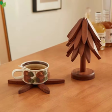 Foldable Walnut Wooden Trivet – Heat Resistant Non-Slip Table Mat for Hot Pots & Dishes