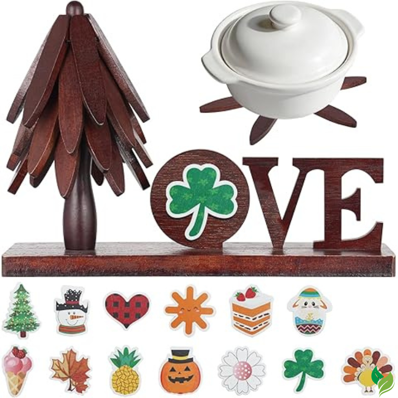 Foldable Walnut Wooden Trivet – Heat Resistant Non-Slip Table Mat for Hot Pots & Dishes