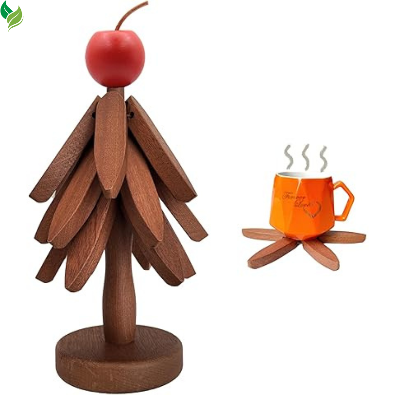 Foldable Walnut Wooden Trivet – Heat Resistant Non-Slip Table Mat for Hot Pots & Dishes
