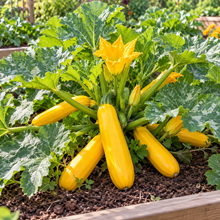 Fresh Golden Zucchini summer squash harvested from a sunny vegetable garden
