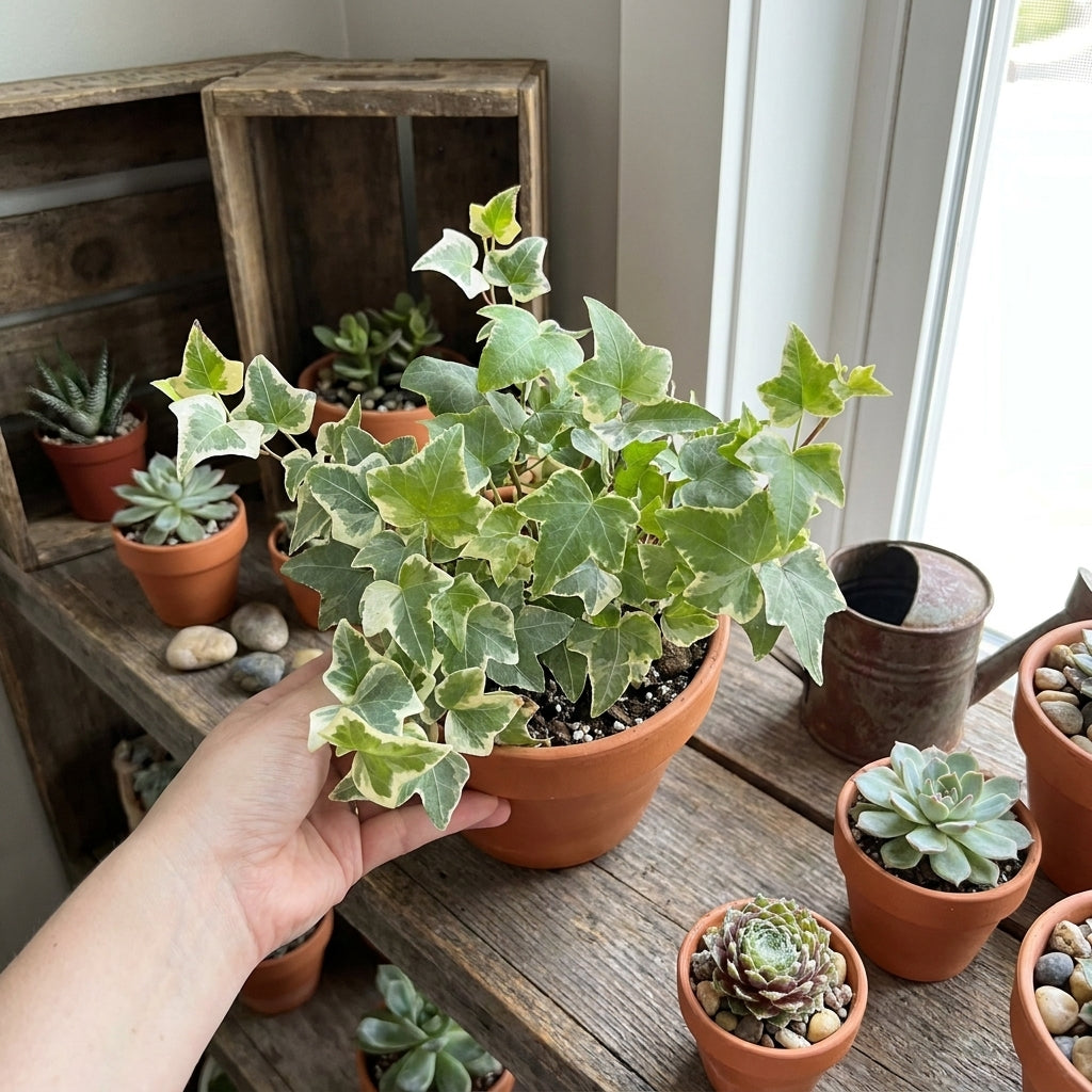 Glacier English Ivy in a 4-inch pot with gray-green foliage