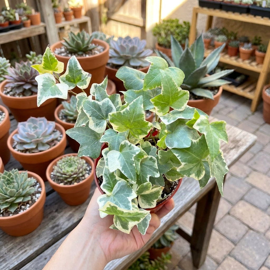 Hedera helix Glacier growing in a 4-inch nursery pot