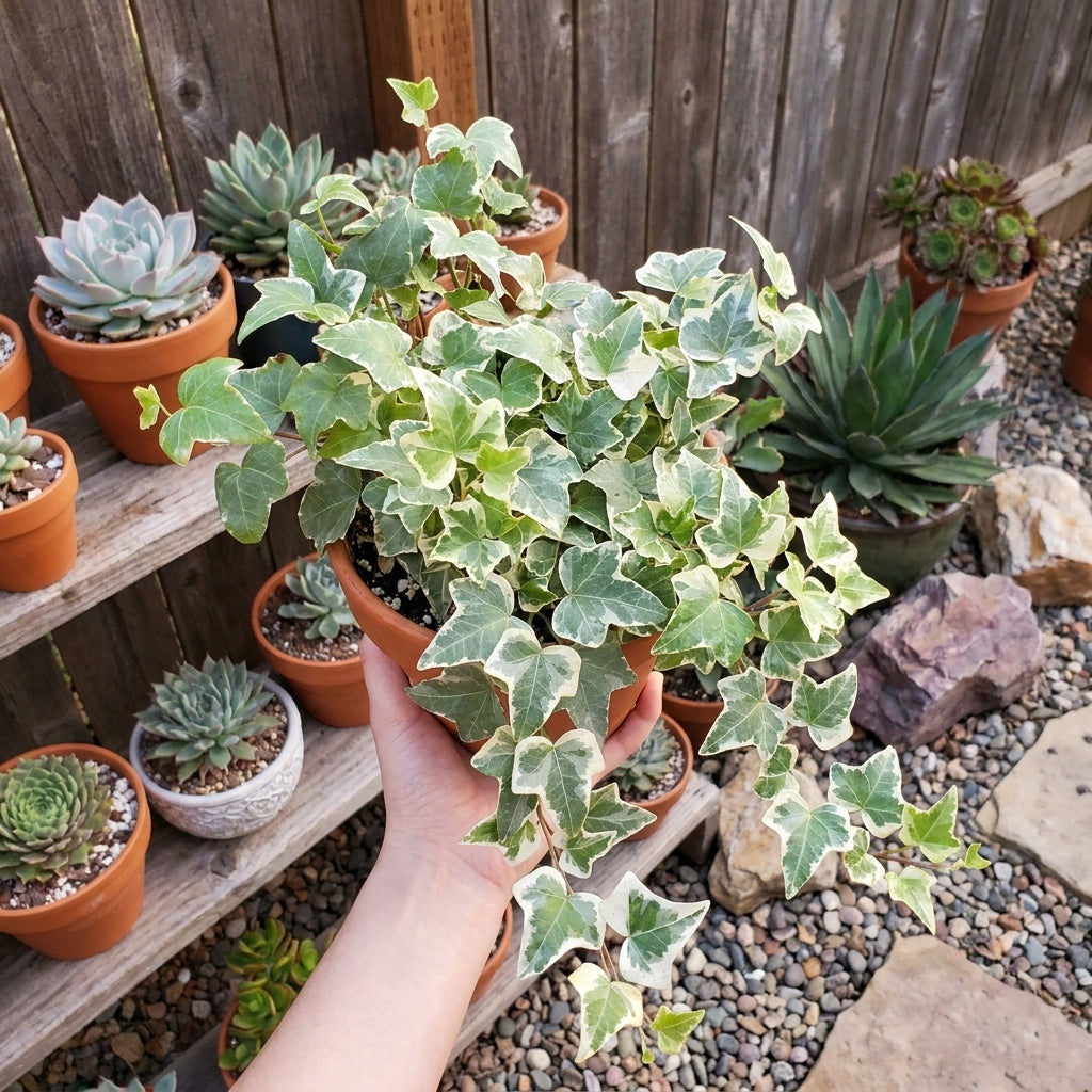 Variegated Glacier English Ivy trailing houseplant