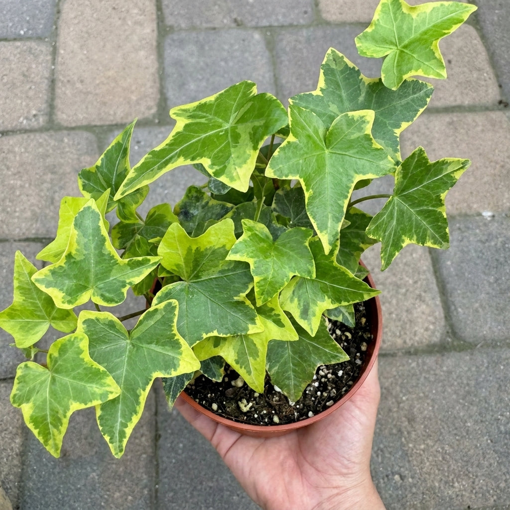 Variegated Goldchild English Ivy live plant in nursery pot