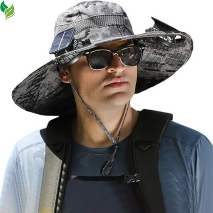 Solar Powered Fan Hat with 2 Removable Fans Wide Brim Sun Hat for Outdoor Fishing, Hiking Gardening, USB Solar Charging