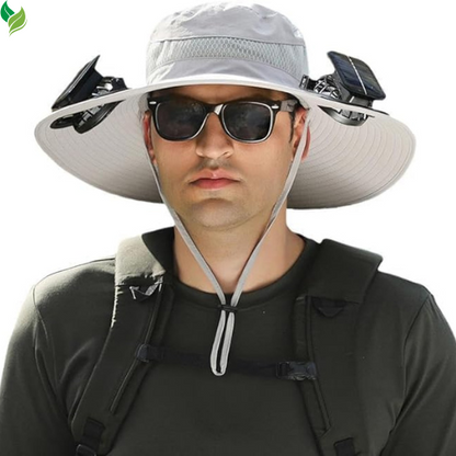 Solar Powered Fan Hat with 2 Removable Fans Wide Brim Sun Hat for Outdoor Fishing, Hiking Gardening, USB Solar Charging