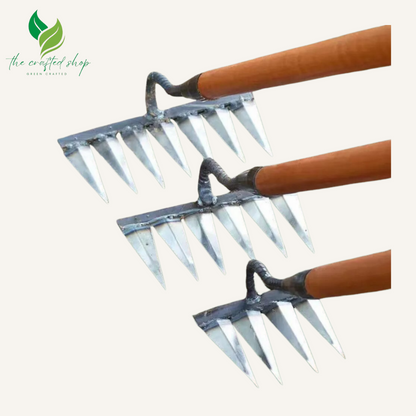 Heavy Metal Horticultural Weeding Rake – Carbon Steel 5/7 Tooth Garden Tool for Tilling & Soil Prep