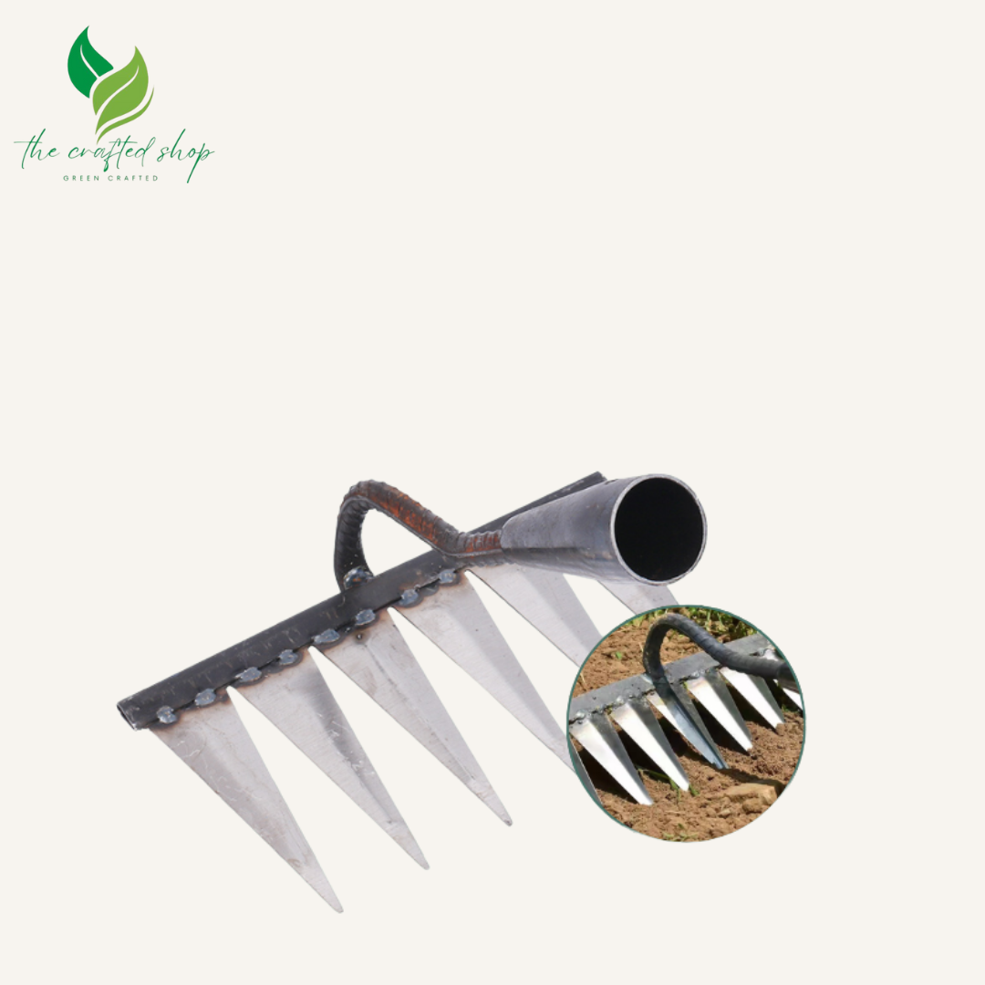 5 Teeth Rake Carbon Steel Weeding Rake – 5/7 Tooth Garden Tool – The Crafted Shop