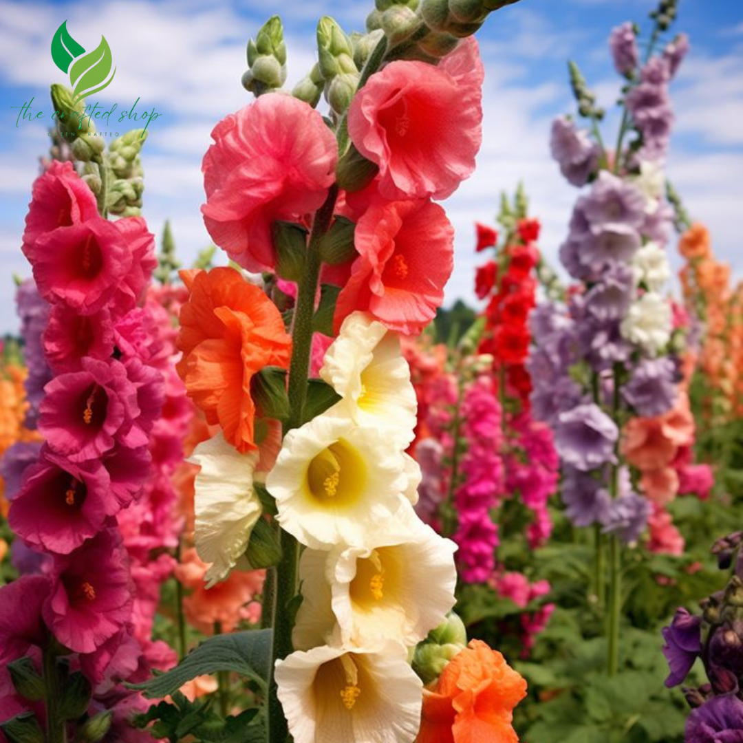 200+ Hollyhock Seeds – Tall, Colorful Cottage Garden Flowers for Classic Summer Beauty