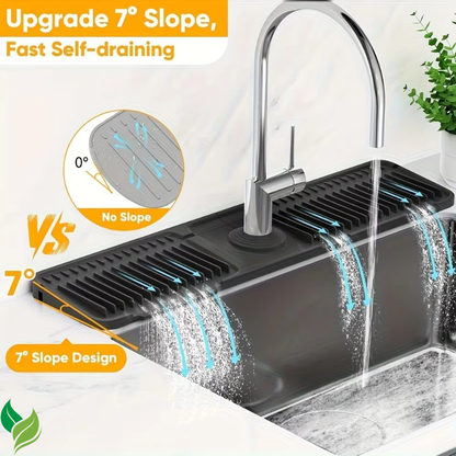 Kitchen Sink Splash Guard – Silicone Faucet Splash Catcher with Quick Drain Design