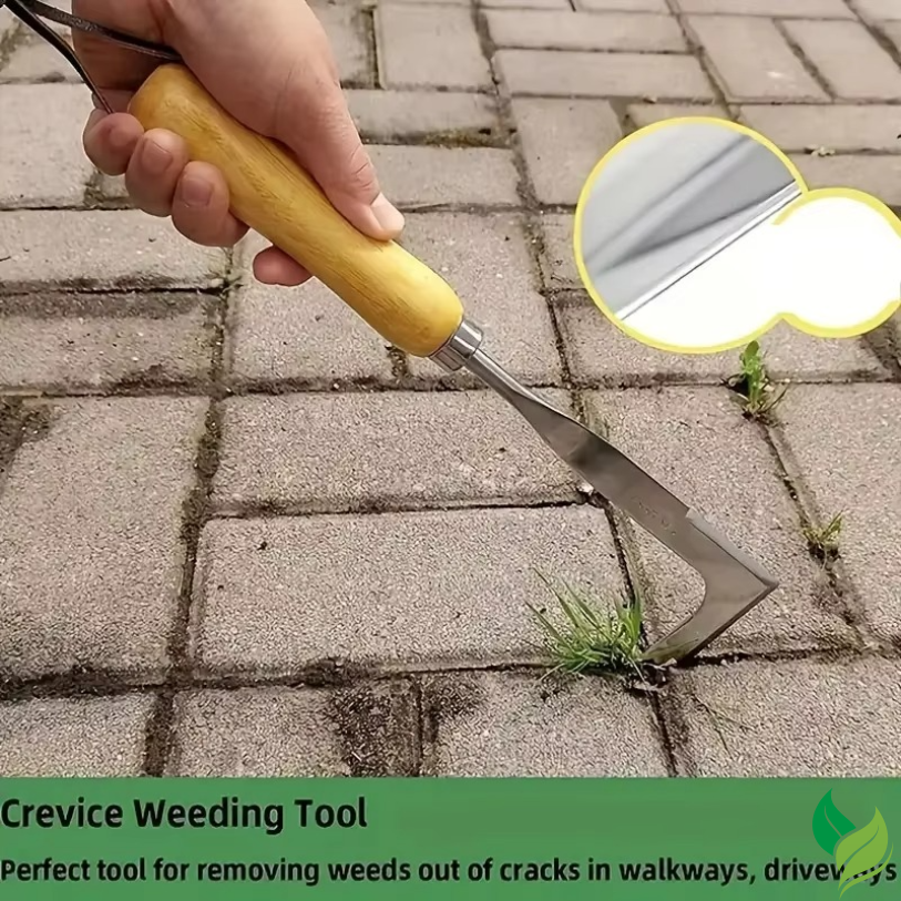 patio weed remover tool in action