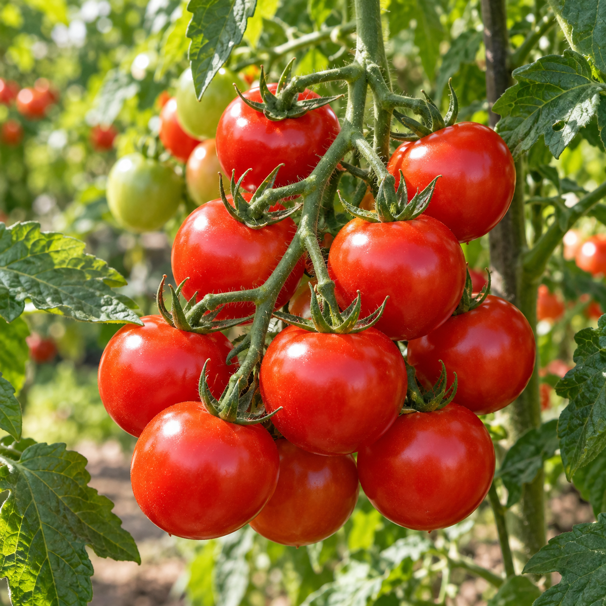 Large Red Cherry Tomato plant covered with ripe red tomatoes