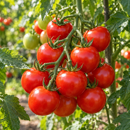 Large Red Cherry Tomato plant covered with ripe red tomatoes