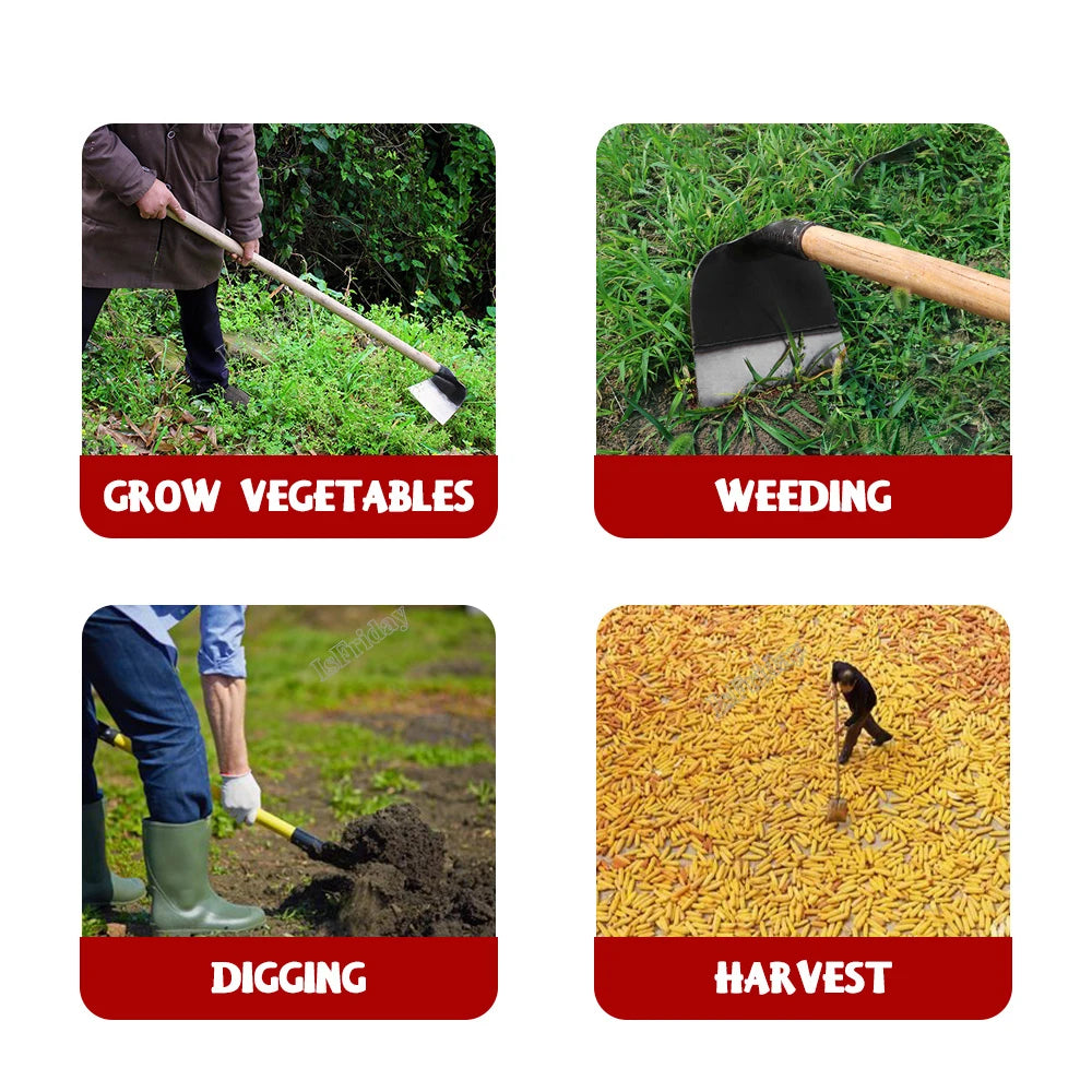 Manganese Steel Garden Hoe – Heavy-Duty Weeding & Tilling Tool for Tough Soil