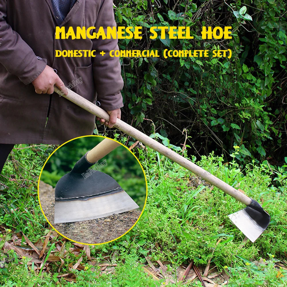 Manganese Steel Garden Hoe – Heavy-Duty Weeding & Tilling Tool for Tough Soil