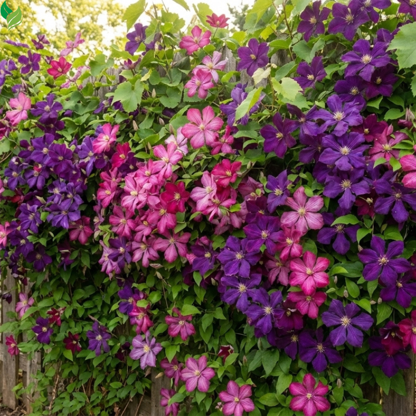 Mixed clematis flower seeds blooming pink flower