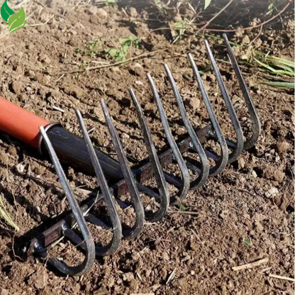 Multifunctional 9-Tooth Manganese Steel Rake – Heavy-Duty Gardening Tool