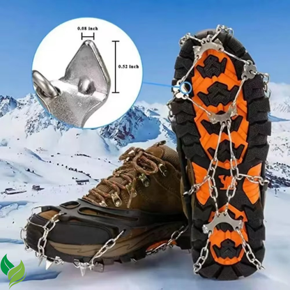 Outdoor Winter Hiking Snow Spikes – Ice Crampons Cleats with Steel Chain Grips for Shoes & Boots