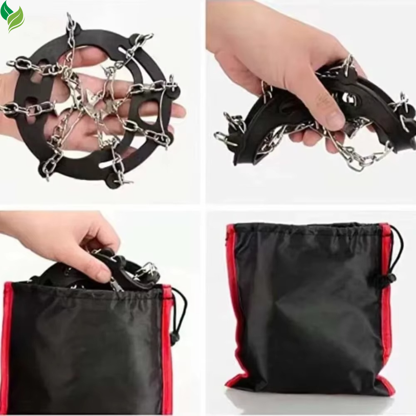 Outdoor Winter Hiking Snow Spikes – Ice Crampons Cleats with Steel Chain Grips for Shoes & Boots