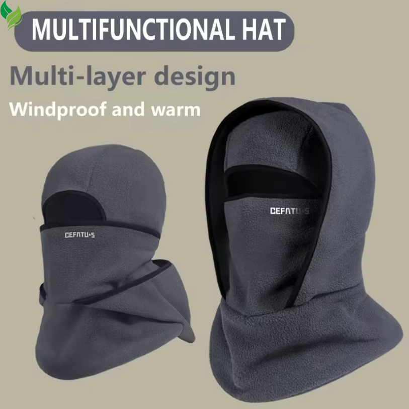 Outdoor autumn and winter season warm one-piece hat, two-layer hat design