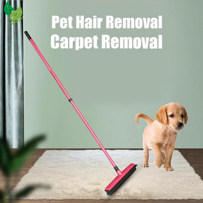 Petibo Pet Broom, Petibo Pet Fur Removal Broom, 2 in 1 Silicone Broom for Carpet Pet Hair, Adjustable Handle Carpet Rake for Pet Hair Removal