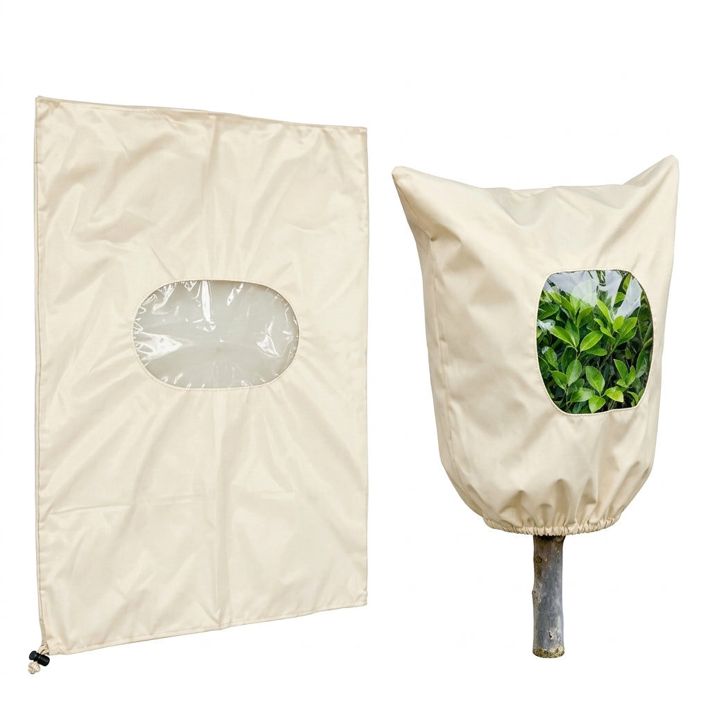 Plant Frost Protection Cover with Viewing Window – Drawstring or Zipper Closure