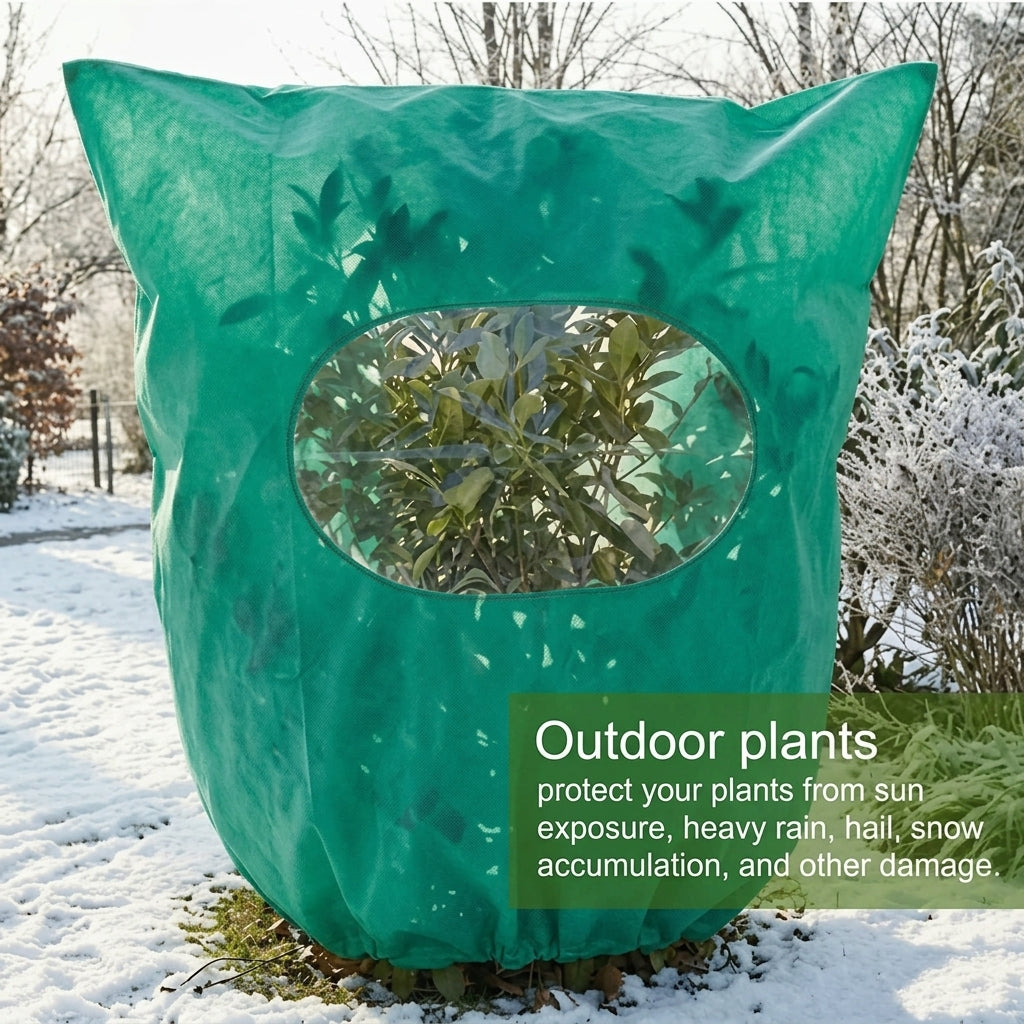 Plant Frost Protection Cover with Viewing Window – Drawstring or Zipper Closure