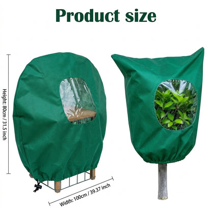 Plant Frost Protection Cover with Viewing Window – Drawstring or Zipper Closure