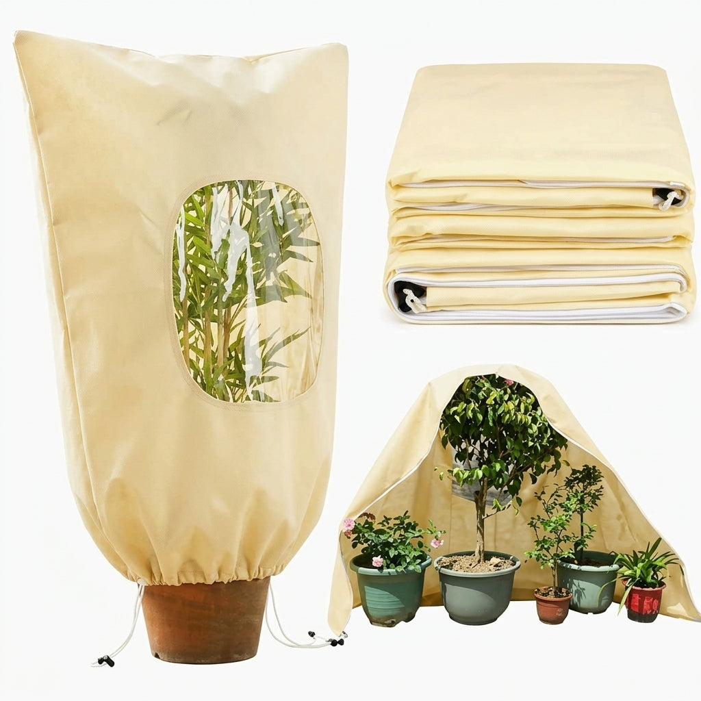 Plant Frost Protection Cover with Viewing Window – Drawstring or Zipper Closure