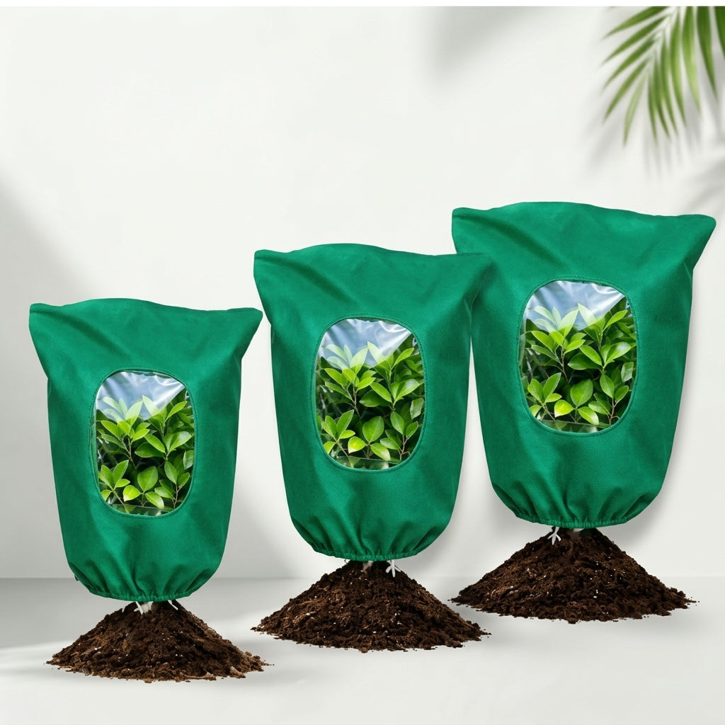 Plant Frost Protection Cover with Viewing Window – Drawstring or Zipper Closure