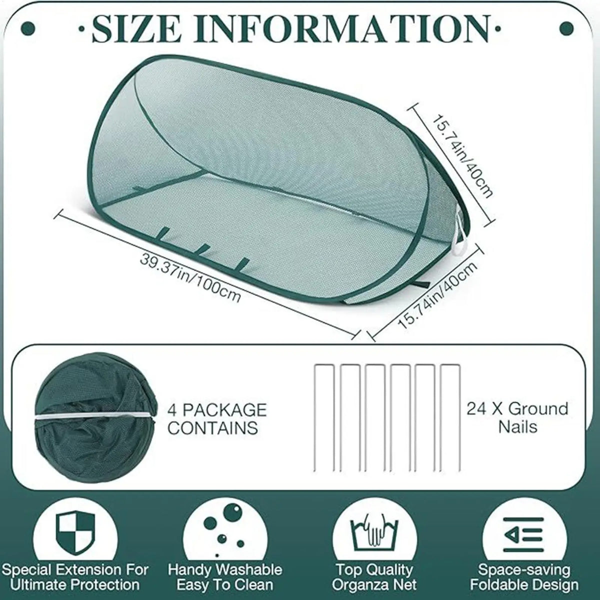 Pop-Up Mesh Plant Cover with 6 Stakes for Garden Beds
