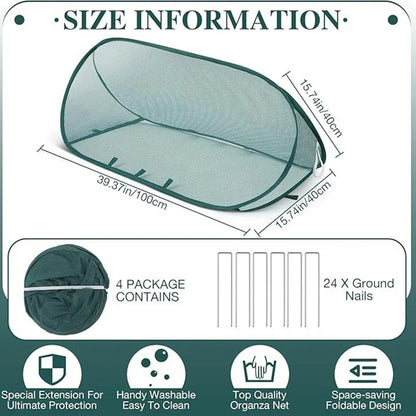 Pop-Up Mesh Plant Cover with 6 Stakes for Garden Beds