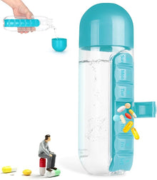 Portable Pill Box Water Cup,2 in 1 Water Bottle pill Box Storage Box