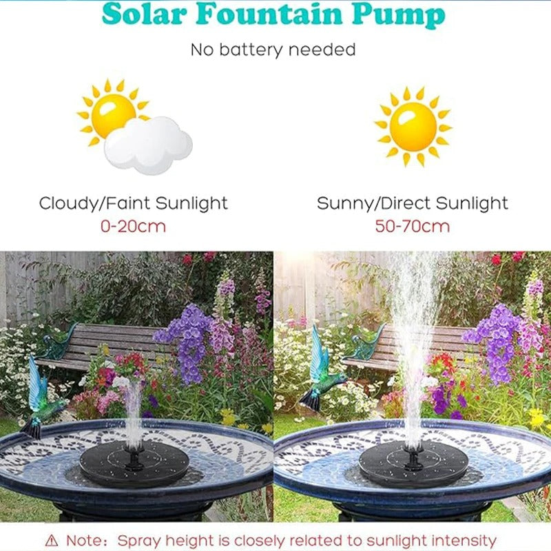 Solar water fountain pump kit with six nozzles and support bracket
