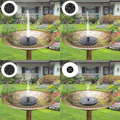 Floating solar fountain pump for bird baths, ponds, and small water features
