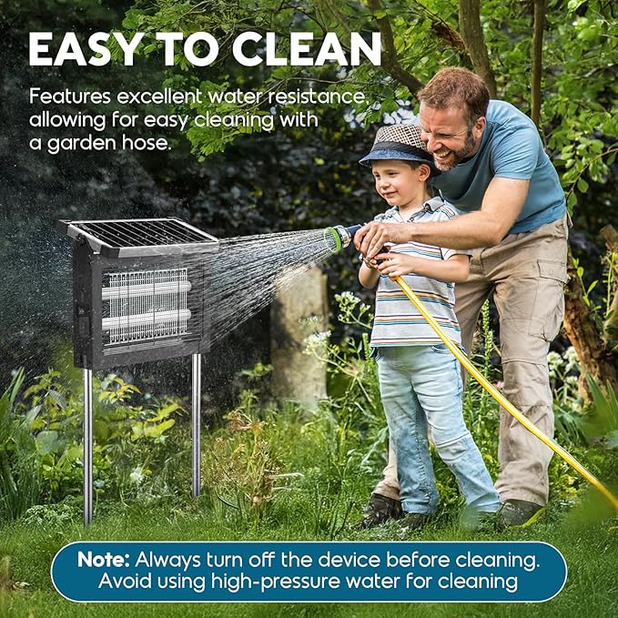 Solar Bug Zapper Outdoor, Waterproof Mosquito Zapper Outdoor Solar Powered, 4500V Electric Bug Zapper Indoor w/Smart Light Sensor, Mosquito Trap Fly Zapper for Patio Kitchen Garage Yard Camping