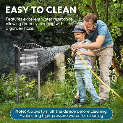 Solar Bug Zapper Outdoor, Waterproof Mosquito Zapper Outdoor Solar Powered, 4500V Electric Bug Zapper Indoor w/Smart Light Sensor, Mosquito Trap Fly Zapper for Patio Kitchen Garage Yard Camping