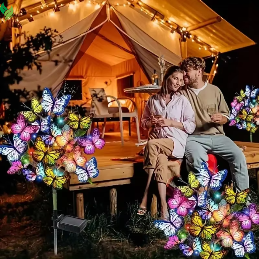 Solar LED butterfly flower lights outdoor