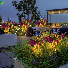 Outdoor solar butterfly lawn lights