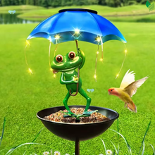 solar frog garden light umbrella decor