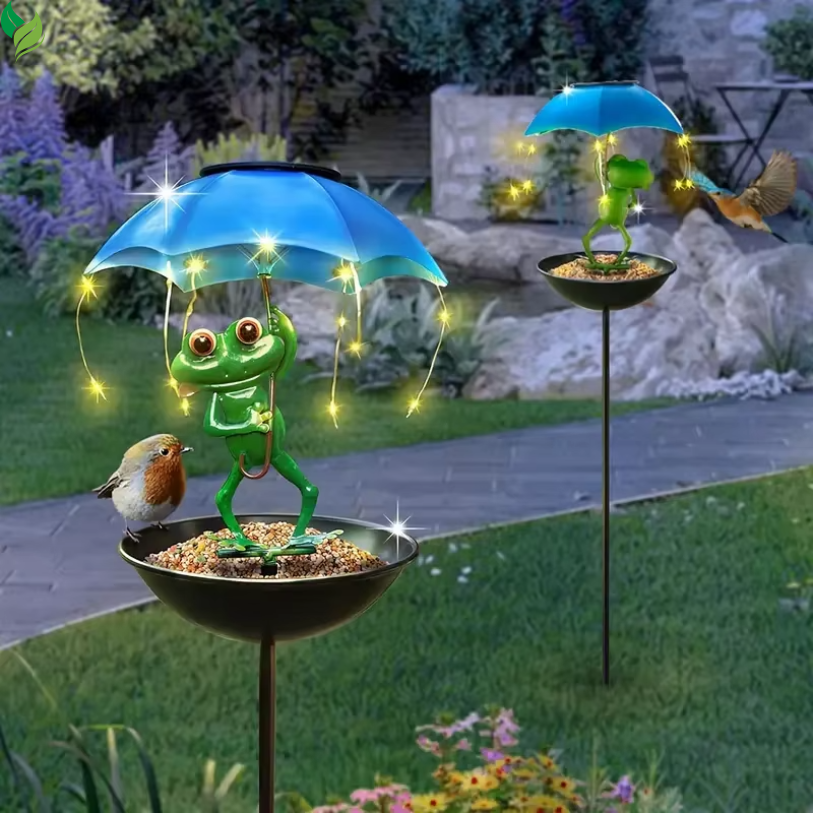 cute frog garden decor glowing light